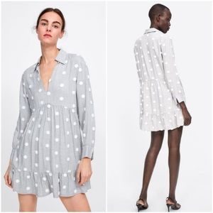 Zara Grey & white polka dress